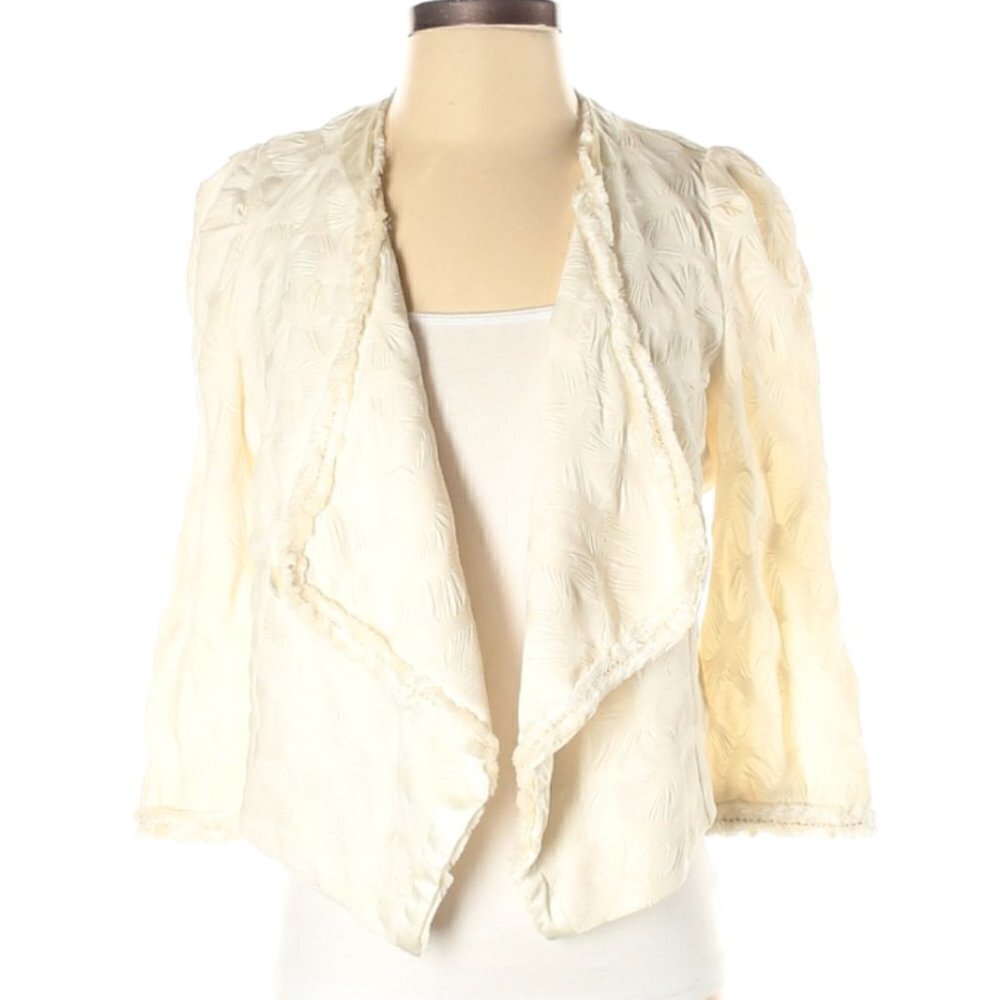 Mcginn | Cream Open Front Textured Jacket Size Sm… - image 7